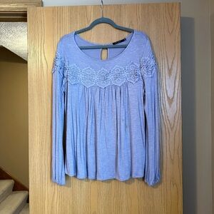 Women's Purple Lace Detail Top